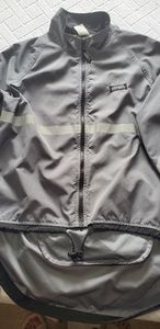 Grey light weight running jacket.